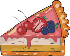 Happy Thanksgiving Day Pie Slice Rustic Illustration Graphic Element