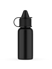 Blank nozzle dropper screw cap bottle mockup, 3d render illustration.