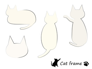 可愛い猫の吹き出し、フレームイラストセット