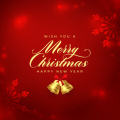 merry xmas and new eve red background with jingle design