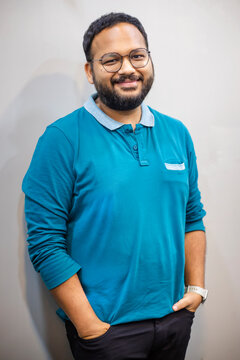 Middle age beard Indian Man posing for the camera