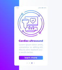 Fototapeta premium cardiac ultrasound banner design with line icon