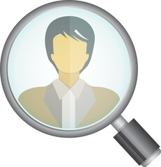 magnifier glass and person for recruiting concept