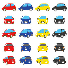 自動車　赤、青、黄、黒色　セット	
