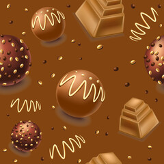 Dessert and sweets, chocolate candies with cream