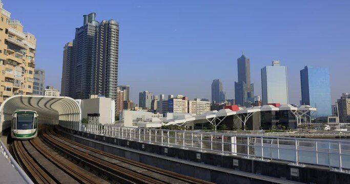 Kaohsiung, Taiwan 24 October 2022: Circular Light Rail System Kaohsiung of Taiwan