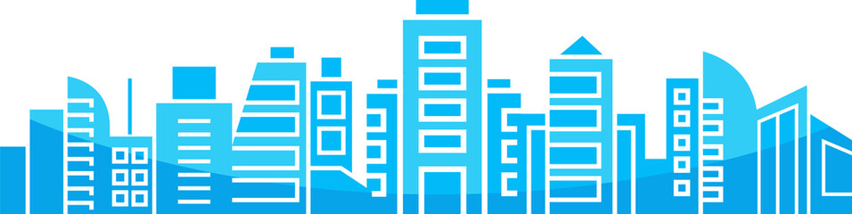 blue silhouette city skyline illustration