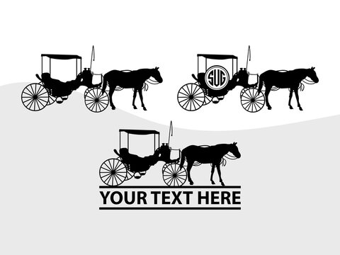 Carriages SVG, Carriages monogram, Horse Carriage Silhouette, Horse Svg,
