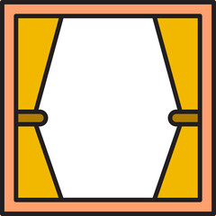yellow curtain and window illustration