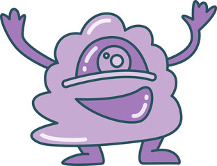 funny doodle monster character illustration