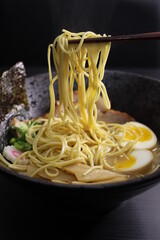 Tonkotsu Instant Ramen With Soy Sauce Egg, Green Onions, Bamboo Shoots, Chashu, Seaweed, Fish Cake,...