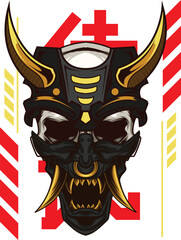 Vector illustration of samurai mask
