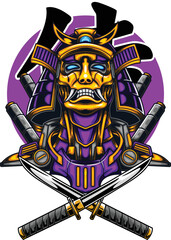 Vector illustration of samurai mecha