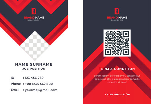 Abstract id cards template with photo frame
