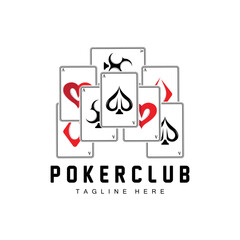 Poker Casino Card Logo, Diamond Card Icon, Hearts, Spades, Ace. Gambling Game Poker Club Design