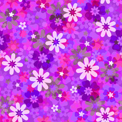 Simple layered pink lilac transparent spring flowers seamless background