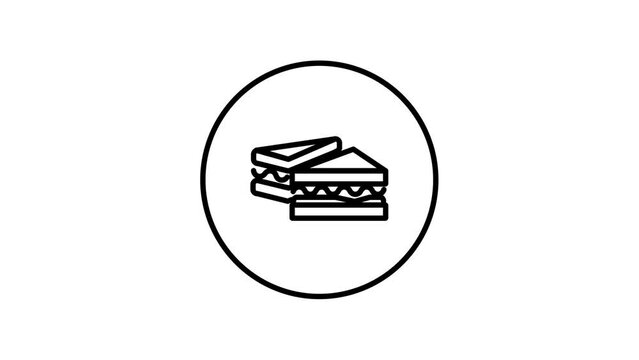Sandwich, bread, snack, food, in circle black and white outline button, line icon vector illustration