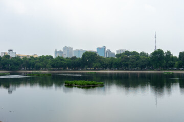 Fototapeta na wymiar View of downtown Hanoi from the park