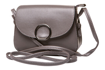 Large golden leather women's bag with long handles,  isolate