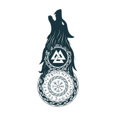 Viking symbol isolated on white. Hand drawn vector illustration in celtic style for tattoo and t-shirt design.