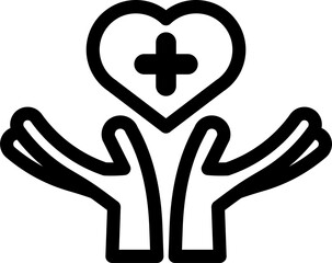 Hand holding heart icon, Health care icon.