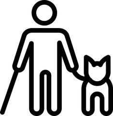 Blind person icon with guide dog.