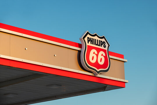 Conoco Phillips 66 Company Logo at gas station. 