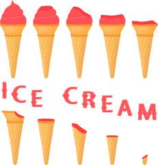 Big set various sweet tasty natural ice cream