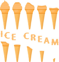 Big set various sweet tasty natural ice cream