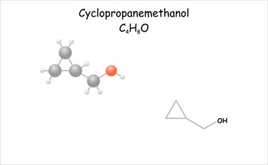 Stylized molecule model/structural formula of cyclopropanemethanol.