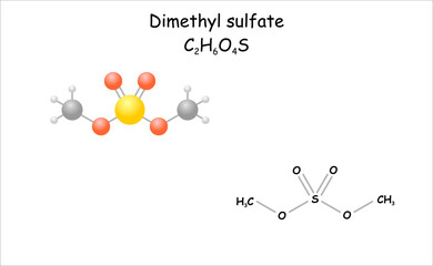 Stylized molecule model/structural formula of Dimethyl sulfate.