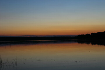 water lake surface at dusk at sunset