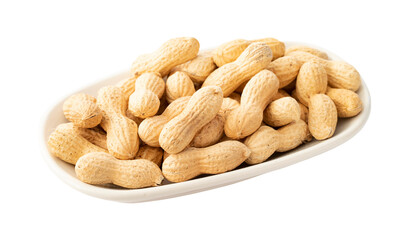 Shelled peanuts isolated on white background.