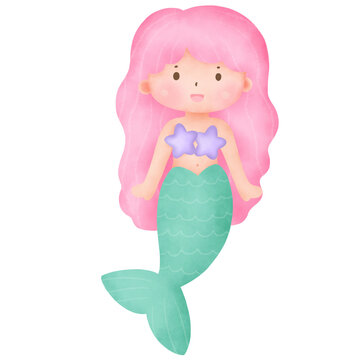 Watercolor mermaid   clipart