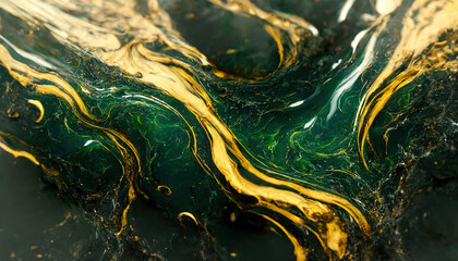 Obraz na płótnie Canvas Abstract luxury green marble background. Digital art marbling texture. 