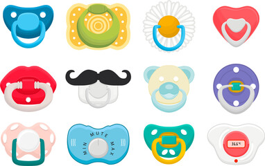 big set baby pacifiers, dummy with rubber nipple