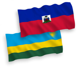 Flags of Republic of Rwanda and Republic of Haiti on a white background