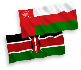 Obraz premium Flags of Sultanate of Oman and Kenya on a white background