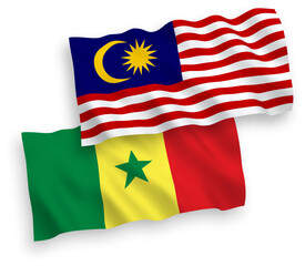 Flags of Republic of Senegal and Malaysia on a white background