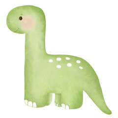 Watercolor cute cartoon dinosaur clipart © Nattapohn