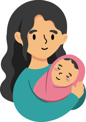 Mother day illustration. Mother holding baby	
