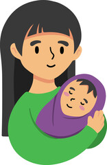 Mother day illustration. Mother holding baby	
