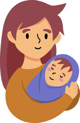 Mother day illustration. Mother holding baby	
