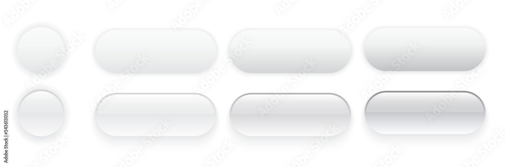 Aufkleber White buttons for user interface, simple 3D modern design