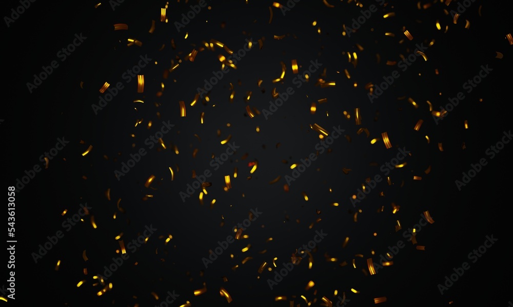 Aufkleber abstract golden confetti with dark background on 3d rendering