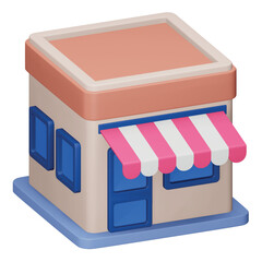 Shophouse 3d rendering isometric icon.