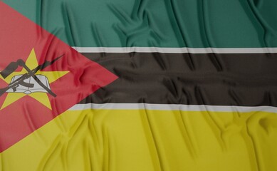 Flag of Mozambique - on a flat surface with a few wrinkles - obrazy, fototapety, plakaty