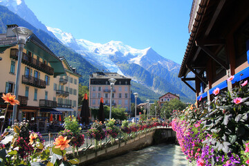 The amazing town of Chamonix Mont Blanc in the french Alps, Haute Savoie