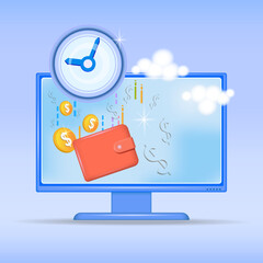 Economy. Financial investments, savings, bank deposit,
 profitable investment of money. Vector illustration, 3d.