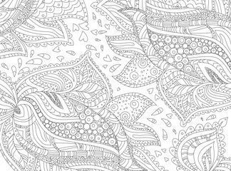 outlined ethnic pattern coloring book. black and white floral pa